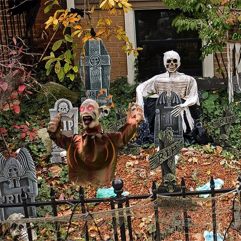 Hanging Halloween Tree Ghost Prop with Glowing Red Eyes and Motion Activation