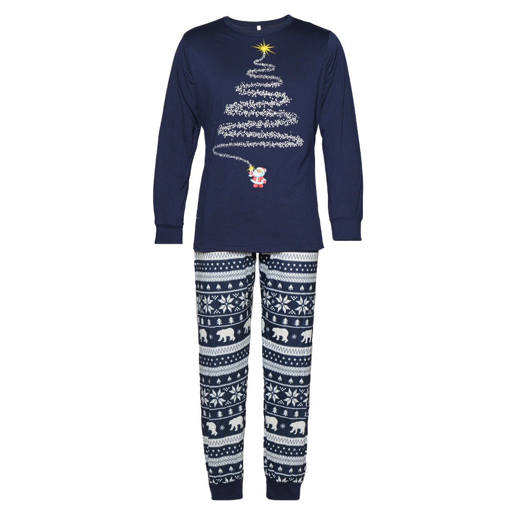 Family Matching Christmas Pajamas with Reindeer and Snowflake Print, Red or Blue