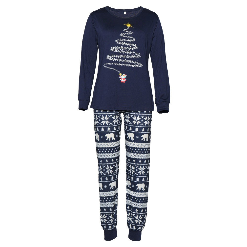 Family Matching Christmas Pajamas with Reindeer and Snowflake Print, Red or Blue