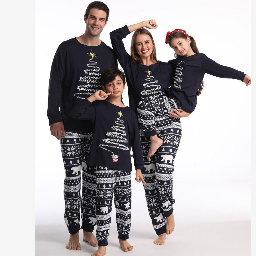 Family Matching Christmas Pajamas with Reindeer and Snowflake Print, Red or Blue