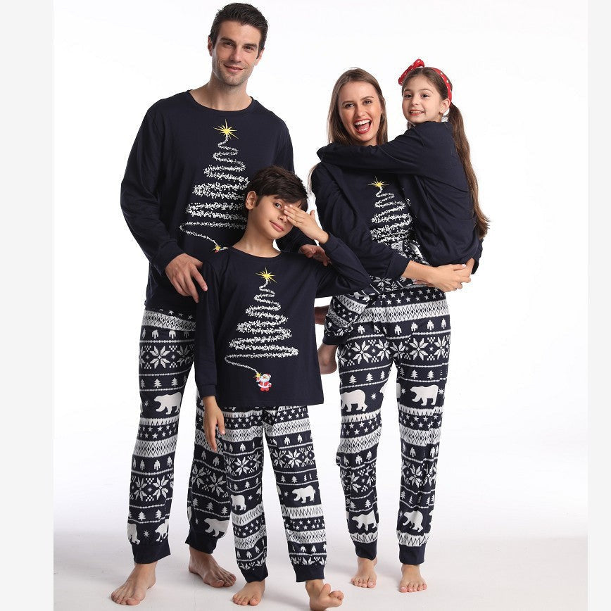 Family Matching Christmas Pajamas with Reindeer and Snowflake Print, Red or Blue