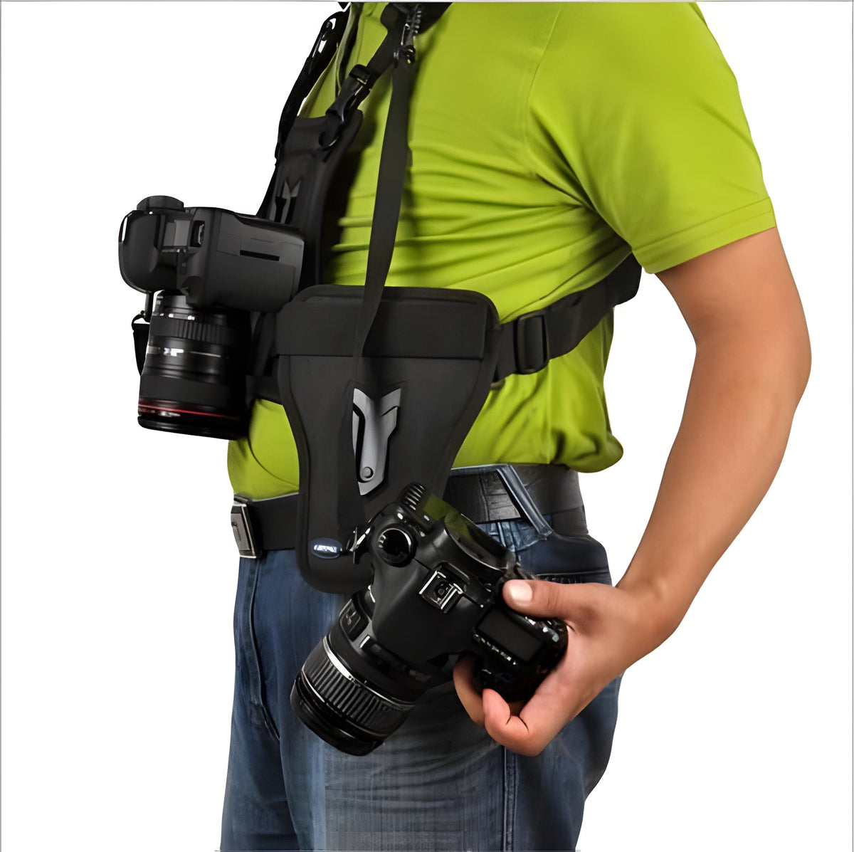 Camera Chest Harness with Dual Mount and Side Holster for Hands-Free  Carrying