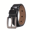 Adjustable Leather Belt with Metal Pin Buckle, Black and Brown