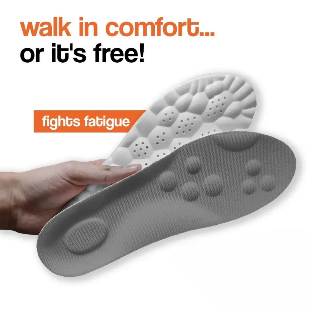 Cushioned Massage Insoles with Raised Nodes and Arch Support, Trimmable  Design