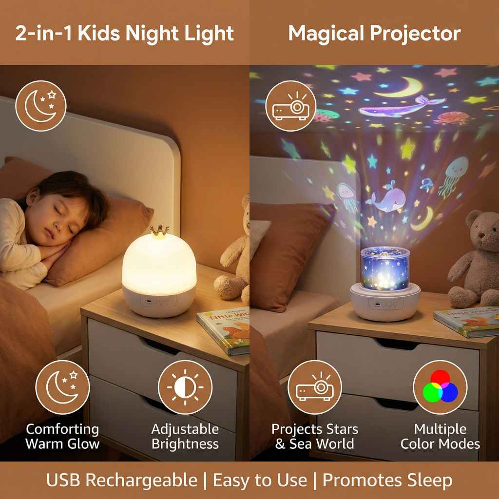 Ceiling Projector Night Light with Built-In Speaker and Interchangeable Films